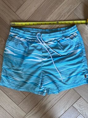 Missoni Sky Blue and White Striped Swim Trunks